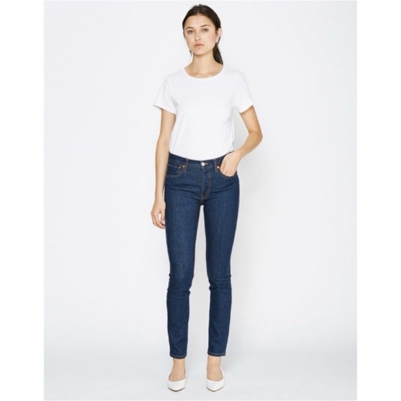 RE/DONE Originals Women's High Rise Ankle Crop Jeans in Rinse Button Fly - Picture 1 of 6